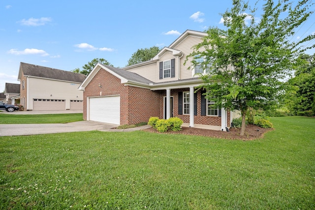 1000 Beverly Ln, Spring Hill, TN 37174 - traditional-style home with a porch, brick siding, an attached garage, a front yard, and driveway