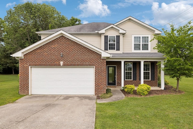 1000 Beverly Ln, Spring Hill, TN 37174 - traditional home featuring driveway, brick siding, covered porch, and a front lawn