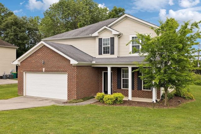 1000 Beverly Ln, Spring Hill, TN 37174 - traditional-style house with a porch, an attached garage, a front lawn, and concrete driveway