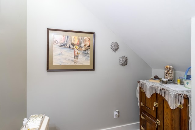 bedroom featuring vaulted ceiling