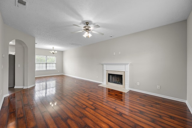 5029 Luker Ln, Antioch, TN 37013 - unfurnished living room with a ceiling fan, a high end fireplace, hardwood / wood-style flooring, a chandelier, and baseboards