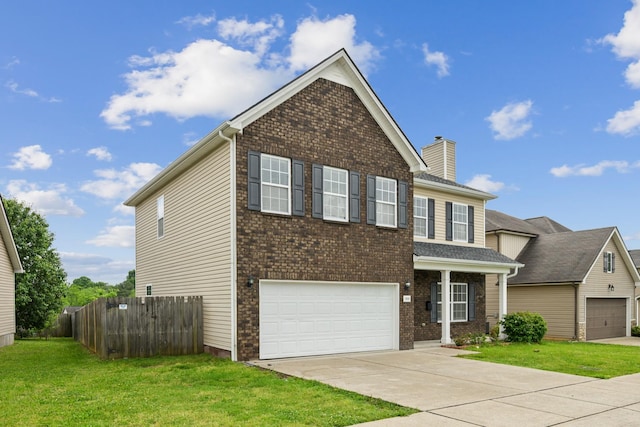 5029 Luker Ln, Antioch, TN 37013 - traditional-style house featuring a chimney, concrete driveway, brick siding, and an attached garage