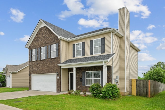 5029 Luker Ln, Antioch, TN 37013 - traditional home featuring a chimney, an attached garage, concrete driveway, and brick siding