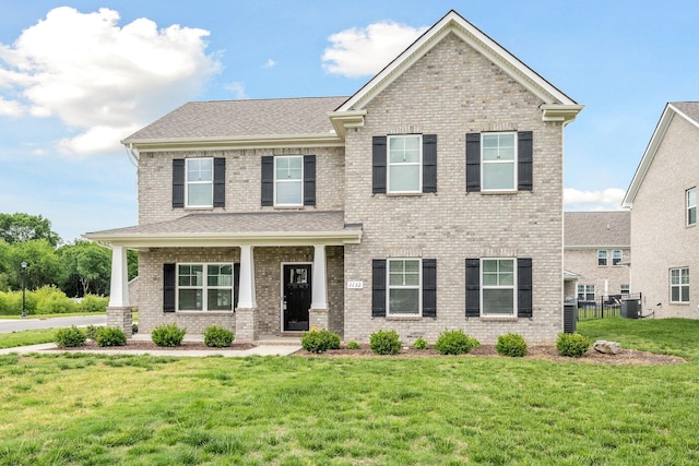 1132 General Marshall Ct, Murfreesboro, TN 37129 - craftsman inspired home featuring a front yard, brick siding, covered porch, and central AC unit