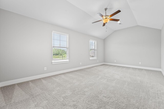 1132 General Marshall Ct, Murfreesboro, TN 37129 - spare room featuring a ceiling fan, lofted ceiling, baseboards, and carpet floors