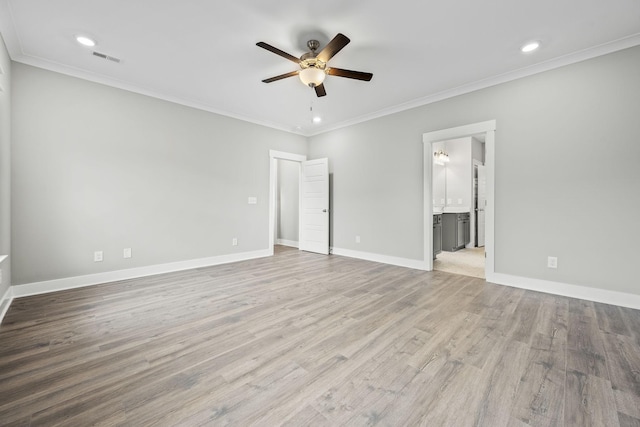 1132 General Marshall Ct, Murfreesboro, TN 37129 - unfurnished bedroom with ornamental molding, wood finished floors, baseboards, recessed lighting, and ensuite bath