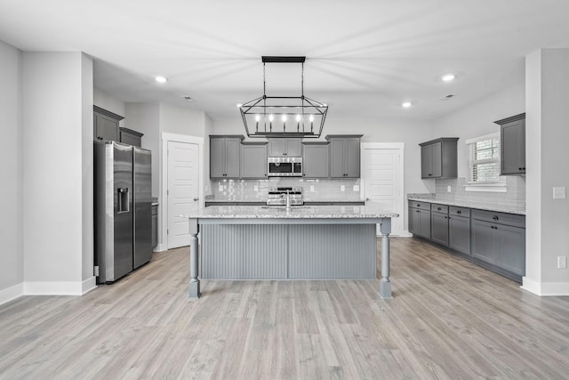 1132 General Marshall Ct, Murfreesboro, TN 37129 - kitchen with appliances with stainless steel finishes, gray cabinets, backsplash, and recessed lighting