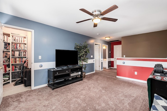 101 Wolverine Trl, La Vergne, TN 37086 - living room with carpet, a ceiling fan, and baseboards