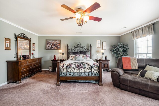 101 Wolverine Trl, La Vergne, TN 37086 - carpeted bedroom featuring ornamental molding, a ceiling fan, and baseboards