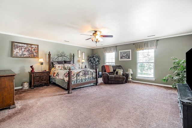 101 Wolverine Trl, La Vergne, TN 37086 - bedroom with ornamental molding, carpet, baseboards, and a ceiling fan