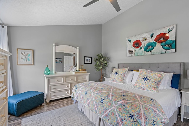 102 Braxton Park Ct, Goodlettsville, TN 37072 - bedroom with wood finished floors, lofted ceiling, a textured ceiling, and ceiling fan