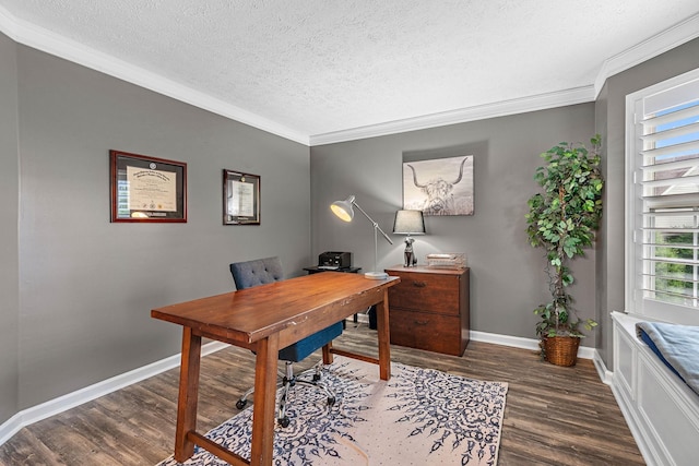 102 Braxton Park Ct, Goodlettsville, TN 37072 - office space featuring crown molding, wood finished floors, a textured ceiling, and baseboards