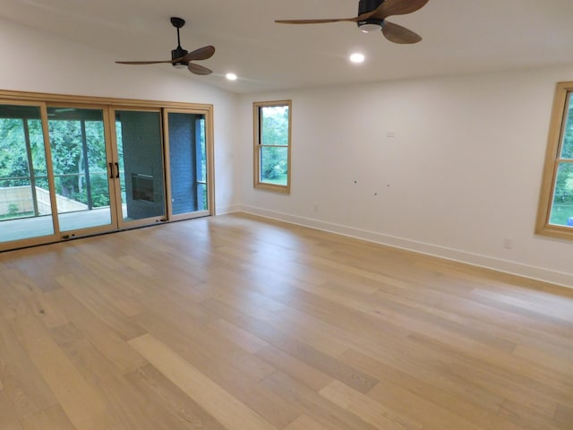 4026B Lealand Ln, Nashville, TN 37204 - unfurnished room featuring ceiling fan, light wood-style floors, recessed lighting, and vaulted ceiling