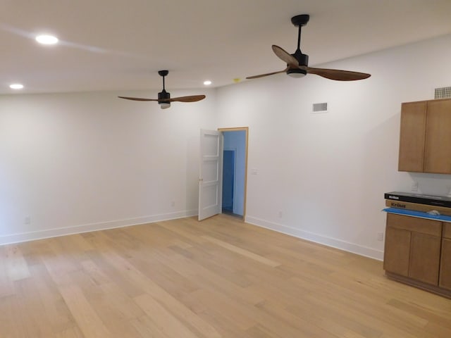 4026B Lealand Ln, Nashville, TN 37204 - unfurnished living room featuring ceiling fan, recessed lighting, and light wood-style flooring