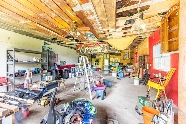 170 School House Ln, Castalian Springs, TN 37031 - miscellaneous room featuring unfinished concrete floors and a ceiling fan