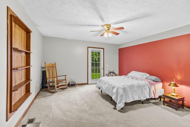 170 School House Ln, Castalian Springs, TN 37031 - bedroom with light colored carpet, a ceiling fan, a textured ceiling, and baseboards