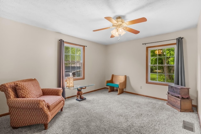 170 School House Ln, Castalian Springs, TN 37031 - living area featuring carpet, a ceiling fan, and baseboards