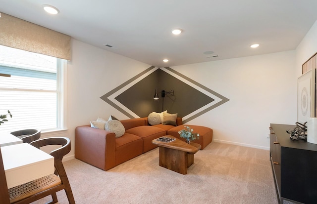3292 Barrel Oak Pass, Columbia, TN 38401 - living room with light colored carpet, recessed lighting, and baseboards