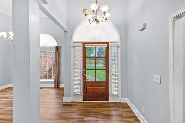 203 Abbigael Dr, Portland, TN 37148 - foyer entrance with a chandelier, wood finished floors, and baseboards