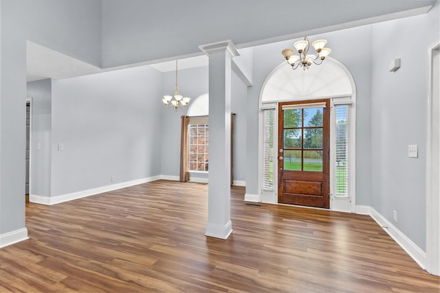 203 Abbigael Dr, Portland, TN 37148 - foyer entrance with a chandelier, wood finished floors, and baseboards