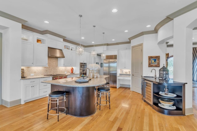 1041 Albatross Way, Gallatin, TN 37066 - kitchen featuring appliances with stainless steel finishes, under cabinet range hood, white cabinets, and recessed lighting