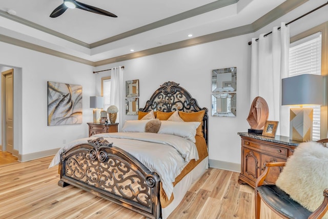 1041 Albatross Way, Gallatin, TN 37066 - bedroom with ornamental molding, a raised ceiling, light wood-type flooring, recessed lighting, and baseboards
