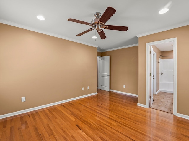 30 Sullivan Ln, Tullahoma, TN 37388 - unfurnished bedroom with light wood-type flooring, baseboards, recessed lighting, crown molding, and ceiling fan