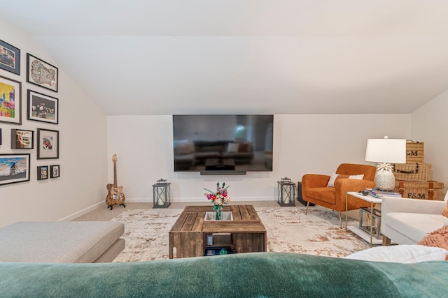 3060 Liberty Hills Dr, Franklin, TN 37067 - living room with lofted ceiling, baseboards, and carpet