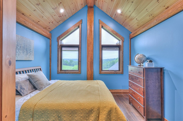1271 Bivins Rd, Lewisburg, TN 37091 - bedroom featuring wood finished floors, recessed lighting, wood ceiling, multiple windows, and baseboards