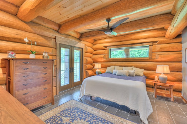 1271 Bivins Rd, Lewisburg, TN 37091 - bedroom featuring french doors, beam ceiling, access to outside, and wood ceiling