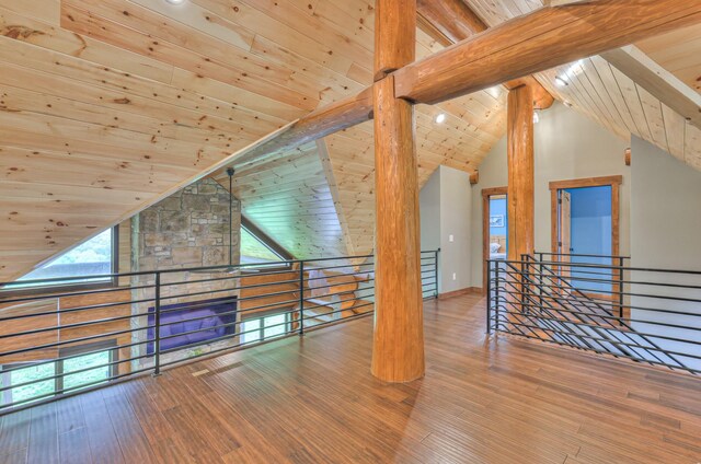 1271 Bivins Rd, Lewisburg, TN 37091 - bonus room with wood ceiling, wood finished floors, beam ceiling, high vaulted ceiling, and baseboards
