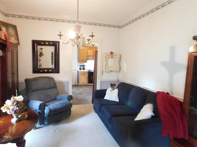 1129 Adam Dr, Cottontown, TN 37048 - living area with a chandelier and ornamental molding