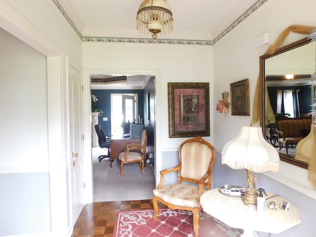 1129 Adam Dr, Cottontown, TN 37048 - hall with ornamental molding and an office area