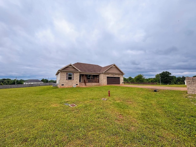 ranch-style home featuring concrete driveway, brick siding, and a garage