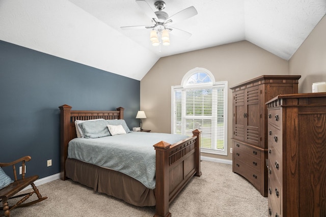 103 Nashay Ct, Portland, TN 37148 - bedroom featuring light carpet, lofted ceiling, baseboards, and ceiling fan