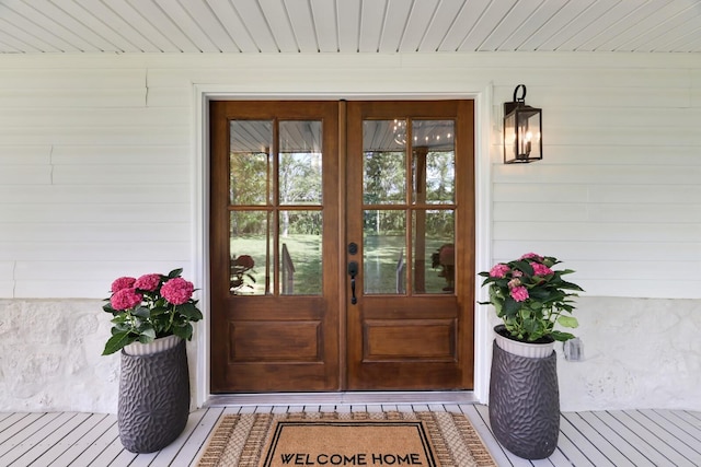 property entrance with french doors