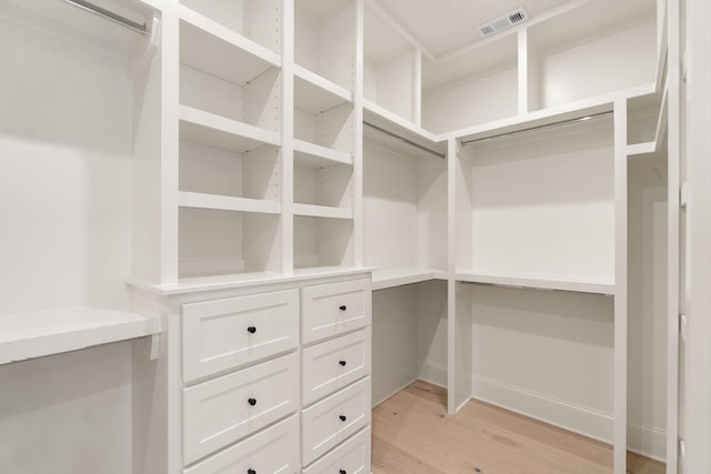 spacious closet featuring light wood-style floors