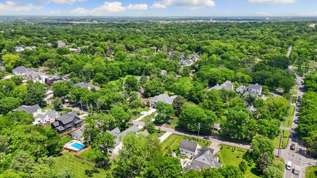 aerial view of a heavily wooded area