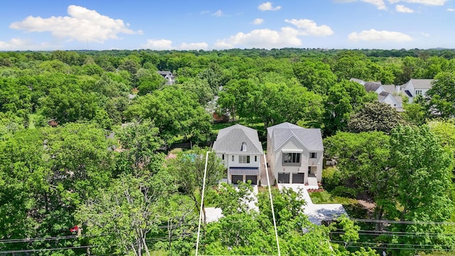 view from above of property with a heavily wooded area and property boundaries highlighted