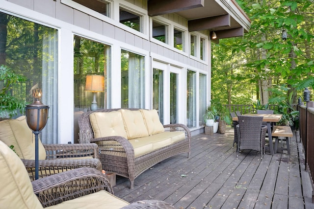 698 Crestview Dr, Sparta, TN 38583 - wooden deck with outdoor dining area and outdoor lounge area