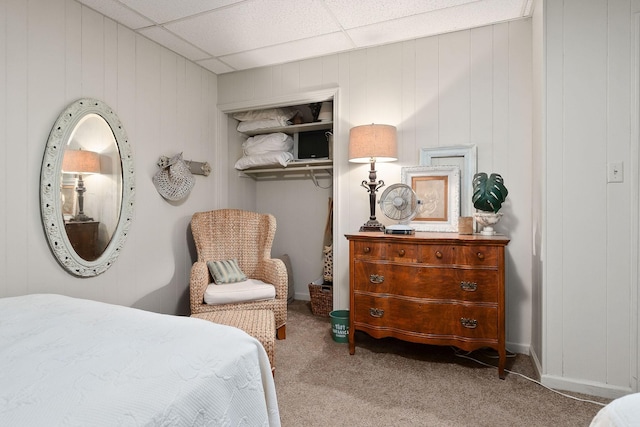 698 Crestview Dr, Sparta, TN 38583 - carpeted bedroom featuring wood walls