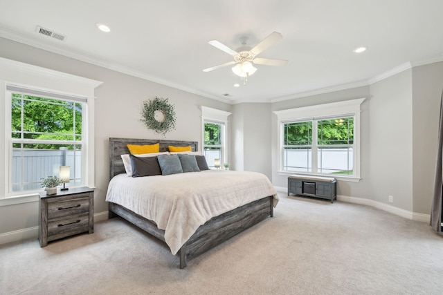 905 W Sagefield Dr, Smyrna, TN 37167 - bedroom featuring multiple windows, carpet flooring, baseboards, crown molding, and recessed lighting
