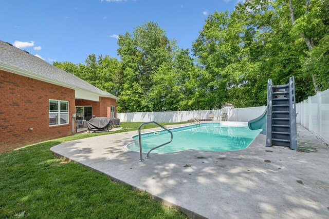 905 W Sagefield Dr, Smyrna, TN 37167 - view of swimming pool with a water slide, a patio, and stairs