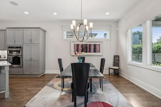 1211A Sigler St, Nashville, TN 37203 - dining room with a chandelier, dark wood finished floors, recessed lighting, and baseboards