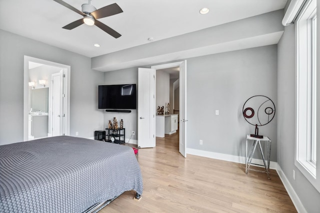 1211A Sigler St, Nashville, TN 37203 - bedroom featuring light wood finished floors, baseboards, recessed lighting, and a ceiling fan