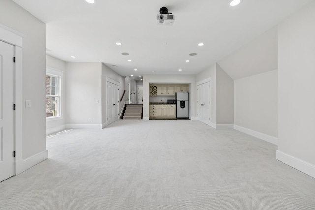 150 Valley Vista Dr, Carthage, TN 37030 - unfurnished living room with light carpet, baseboards, and recessed lighting