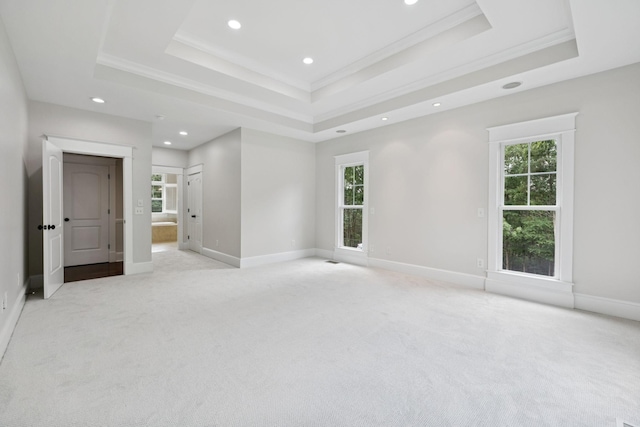 150 Valley Vista Dr, Carthage, TN 37030 - empty room with light carpet, recessed lighting, a tray ceiling, baseboards, and ornamental molding