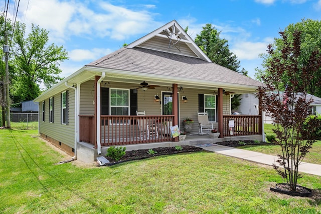914 Woodland St, Clarksville, TN 37040 - view of front of property with a porch, ceiling fan, roof with shingles, and crawl space