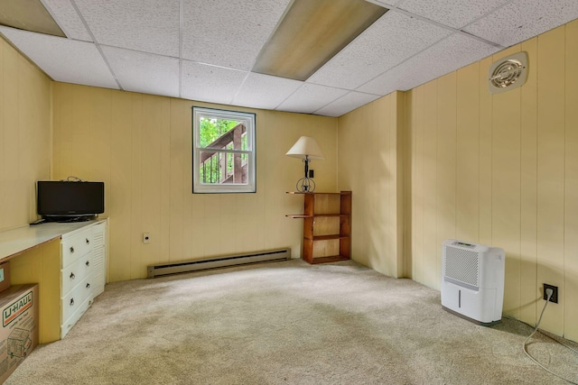 1008 Downey Dr, Nashville, TN 37205 - below grade area featuring baseboard heating, carpet flooring, and a drop ceiling