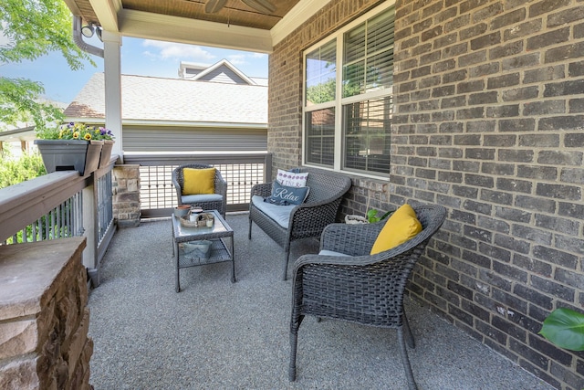 view of patio with a ceiling fan